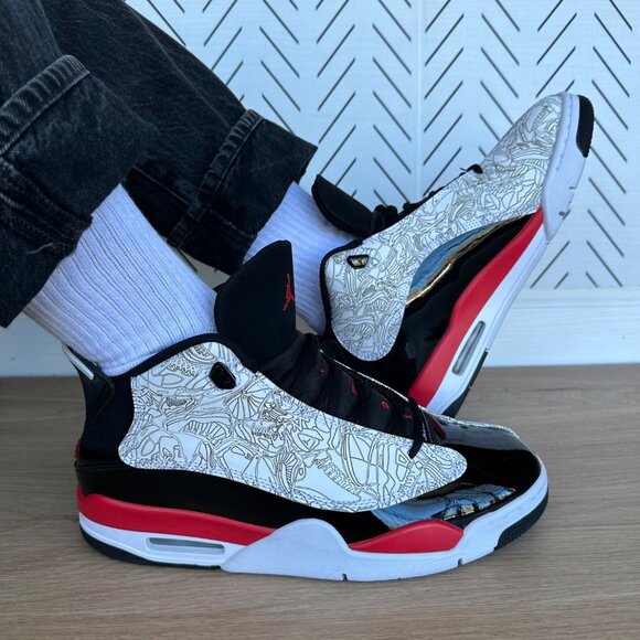 ⭐Rare Nike Air Jordan Dub Zero Men's Shoes 9.5 Fire Black Red Sneaker 311046-162 - Picture 5 of 13